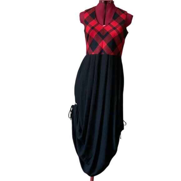 BODYBAG by Jude - Red plaid & black Maxi dress - Medium - Picture 3 of 16